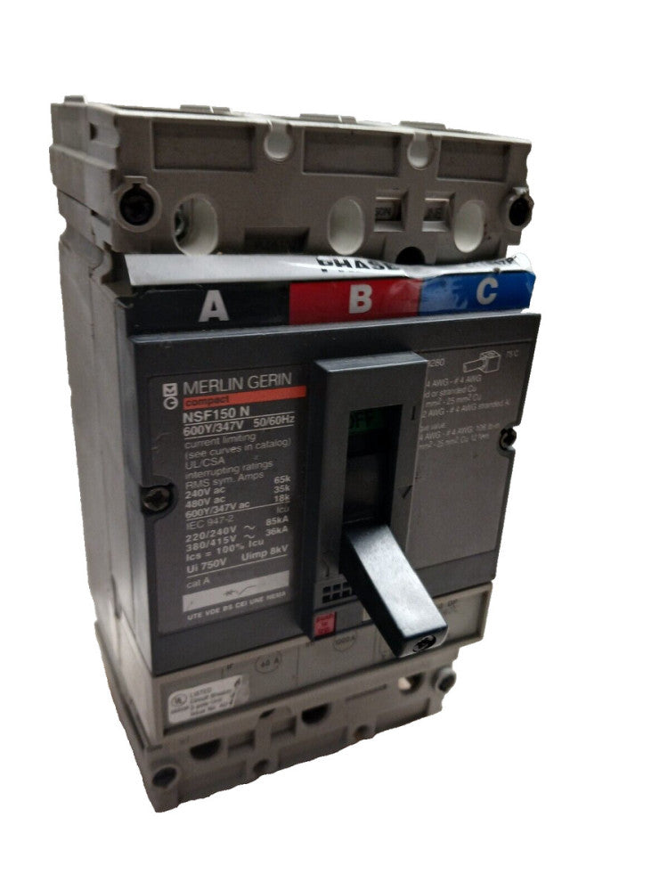 MERLIN GERIN NSF150N 60 AMP CIRCUIT BREAKER 3 POLE 240/480/600Y VAC TM60DP