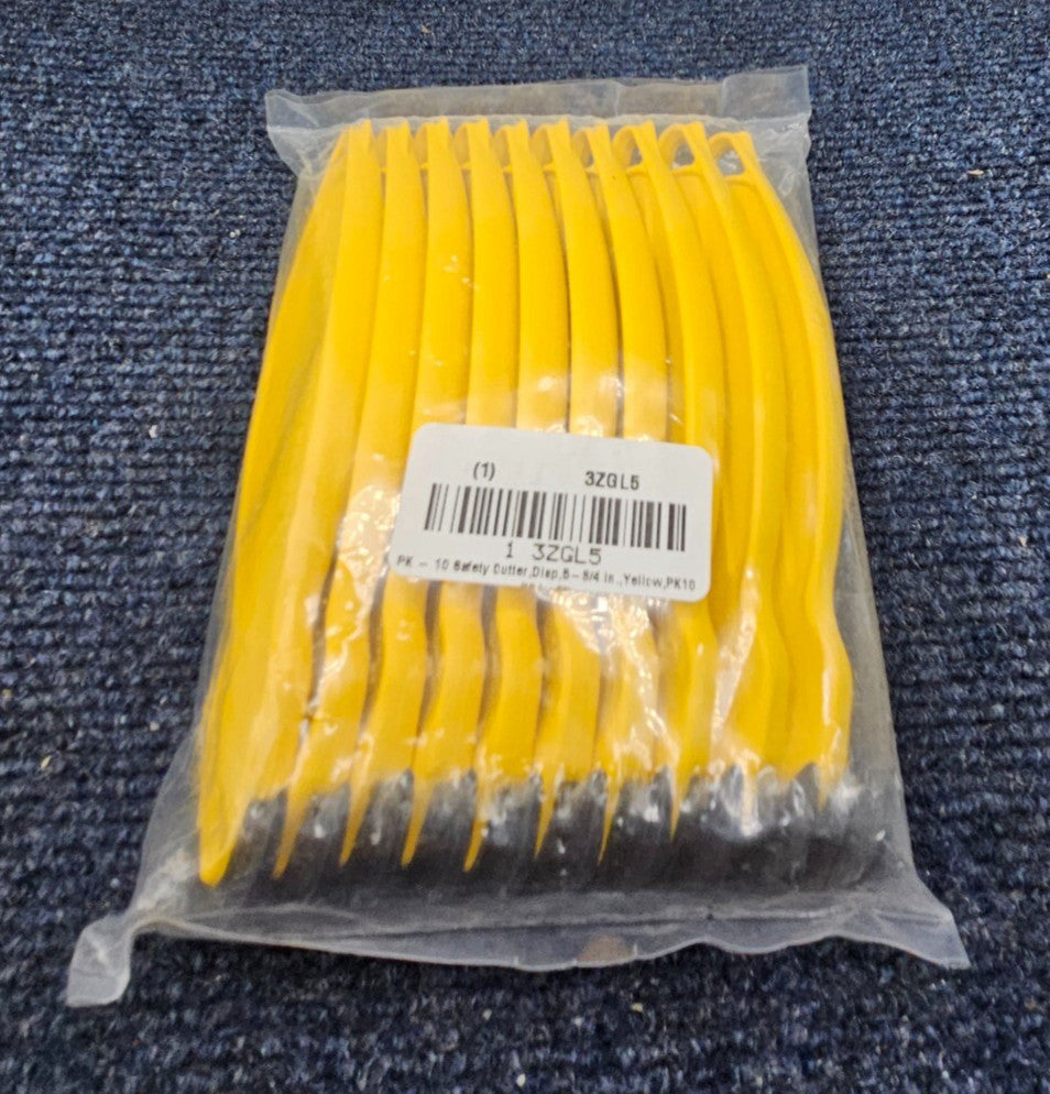 ( QTY 10 ) KLEVER KONCEPT 3ZGL5 Safety Cutter Disp 5-3/4 In. Yellow