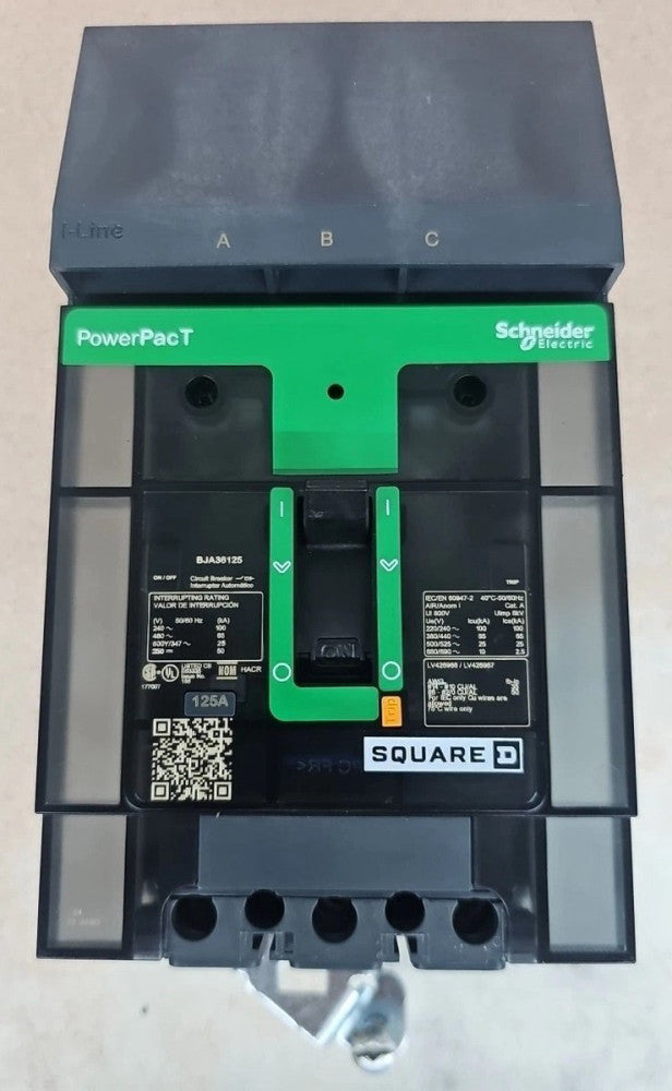 Square D BJA36125 3Pole 125A 600 Volt 65kA I-Line Circuit Breaker PowerPacT NTO