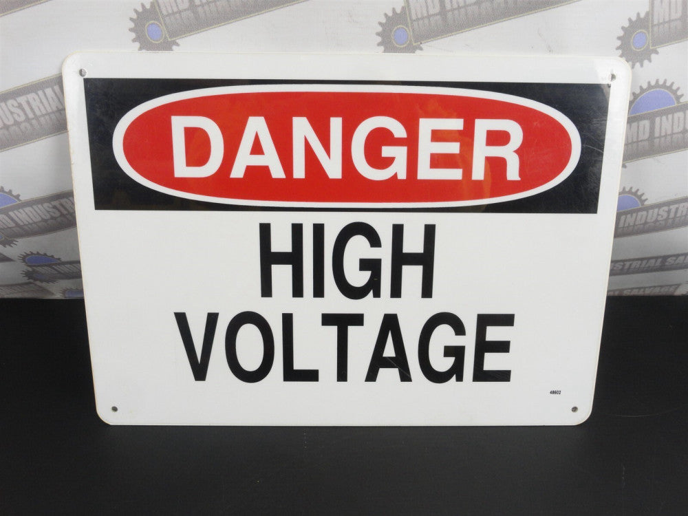 SAFETY SIGNAGE READS "DANGER HIGH VOLTAGE" 14" x 10" Plastic - Model 48602