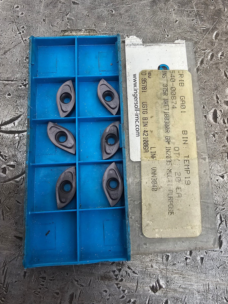 Qty 6 Ingersoll .75" 19.05" Ball Nose NKET180300R 5812825 IN2005 Carbide Inserts