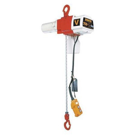 Harrington Ed250v-15 Electric Chain Hoist, 250 Lb, 15 Ft, Hook Mounted - No