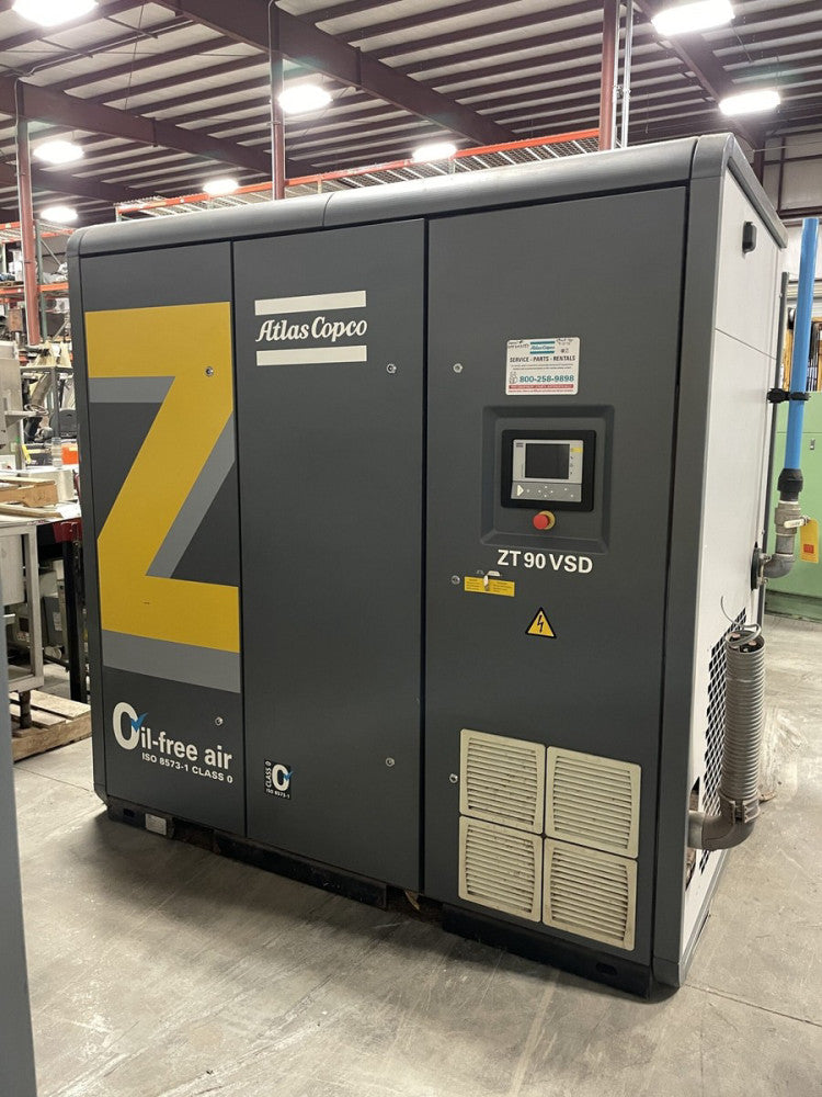 Atlas Copco ZT90VSD Rotary Screw Oil-Free Air Compressor 126HP 151psig