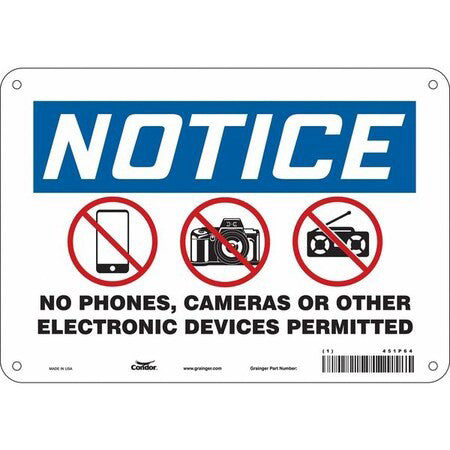 Condor 451P64 No Phones, Cameras Or Other Electronic Devices Permitted,