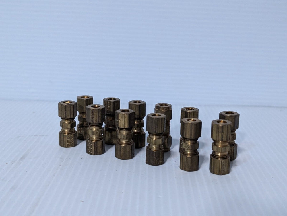 Lot of 12 1/2" Brass Compression Tube Fitting for Fuel & Brake Line Connections