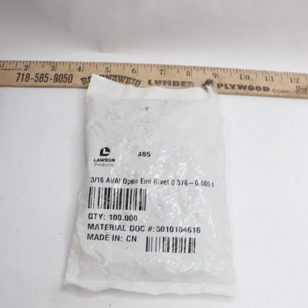 (100-Pk) Lawson Open End Rivet Dome Head Aluminum 3/16" 485