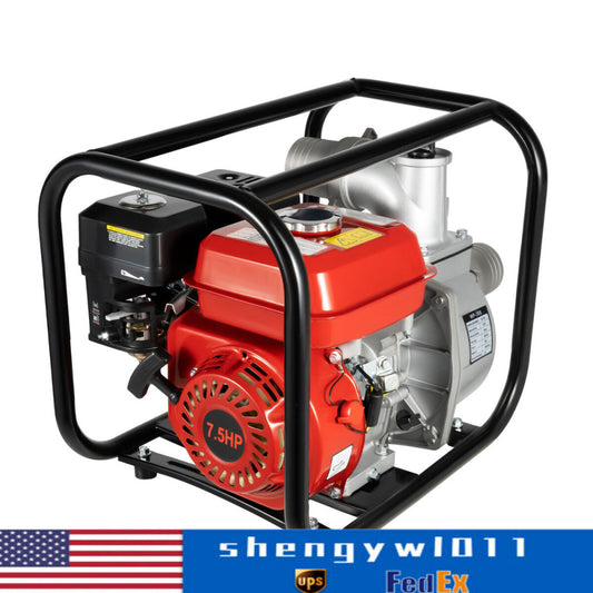 3" Gas Water Semi Trash Pump 3000W High Pressure Garden Irrigation Pump 7.5HP 