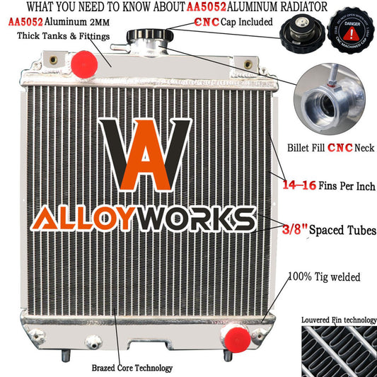 2 Row Radiator Fit Kubota ZD18 ZD18F ZD21 ZD21F ZD221 GR2100/GR2110 K2110-85010