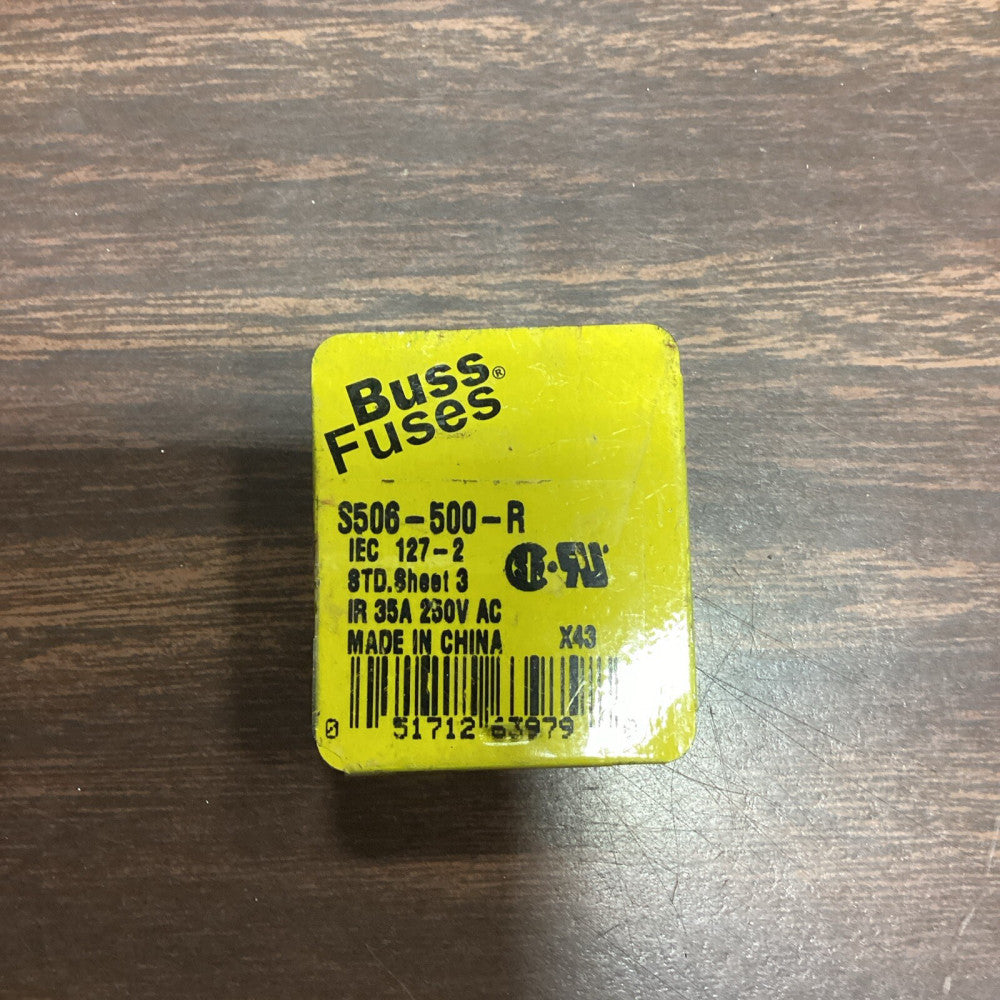 Cooper Bussmann Buss Fuse, S506-500-R S506, 500 mA, Pack Of 4