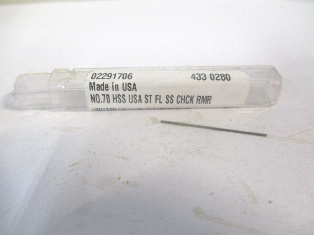 (433-0.0280) #70 1/2" x 1-1/4" OAL Straight Flute HSS 3Fl Chucking Reamer 
