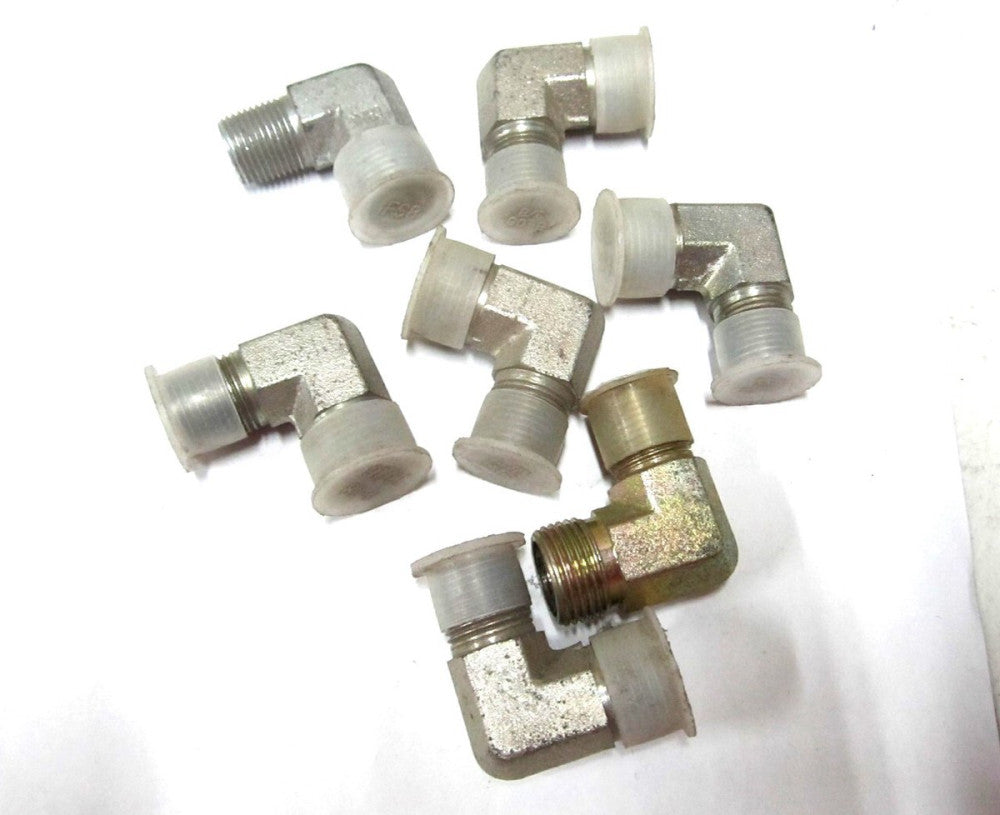 (2501-08-06) 1/2" Male JIC 37° Flare x 3/8" Male Pipe Rigid 90° Elbow - 7 QTY