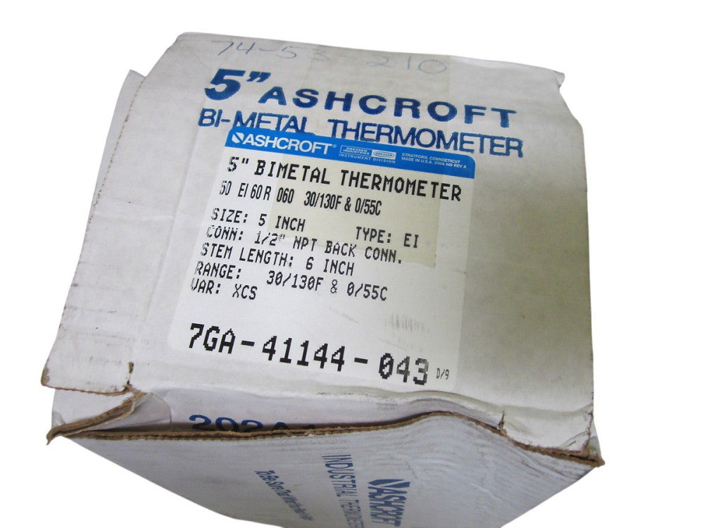 ASHCROFT 50EI60R060-30/130F&0/55C BIMETAL THERMOMETER 6" STEM NSMP