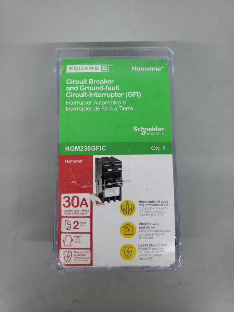 Square D Homeline HOM230GFIC 30A Two Pole Circuit Breaker & GFI BRAND NEW