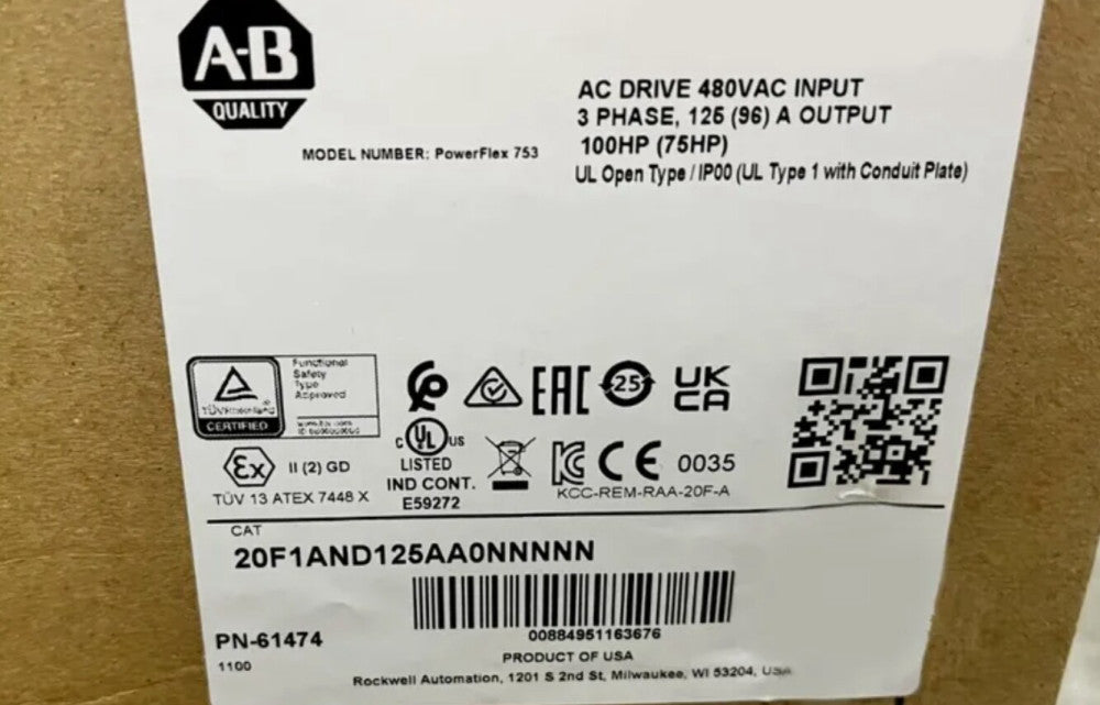 Original New AB 20F1AND125AA0NNNNN Allen Bradley Powerflex 753 AC Drive