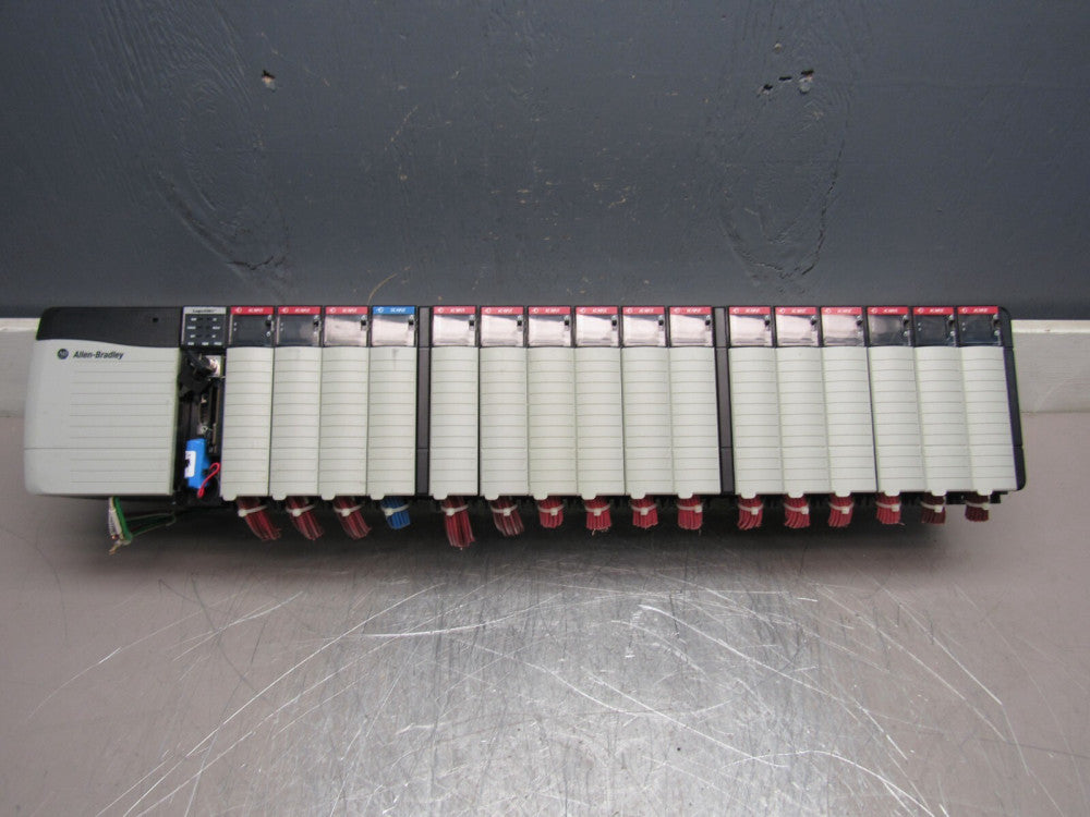 ALLEN BRADLEY 17-SLOT CONTROLLOGIX SYS. 1756-L61 1756-PA72 W/16 I/O MODULES NICE