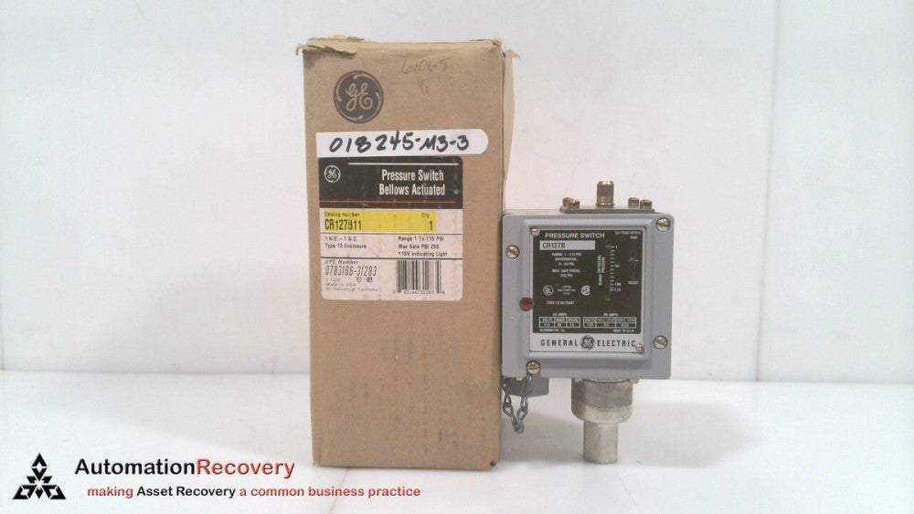 GENERAL ELECTRIC CR127B 11 PRESSURE SWITCH W/ LIGHT INDICATOR, NEW #323942