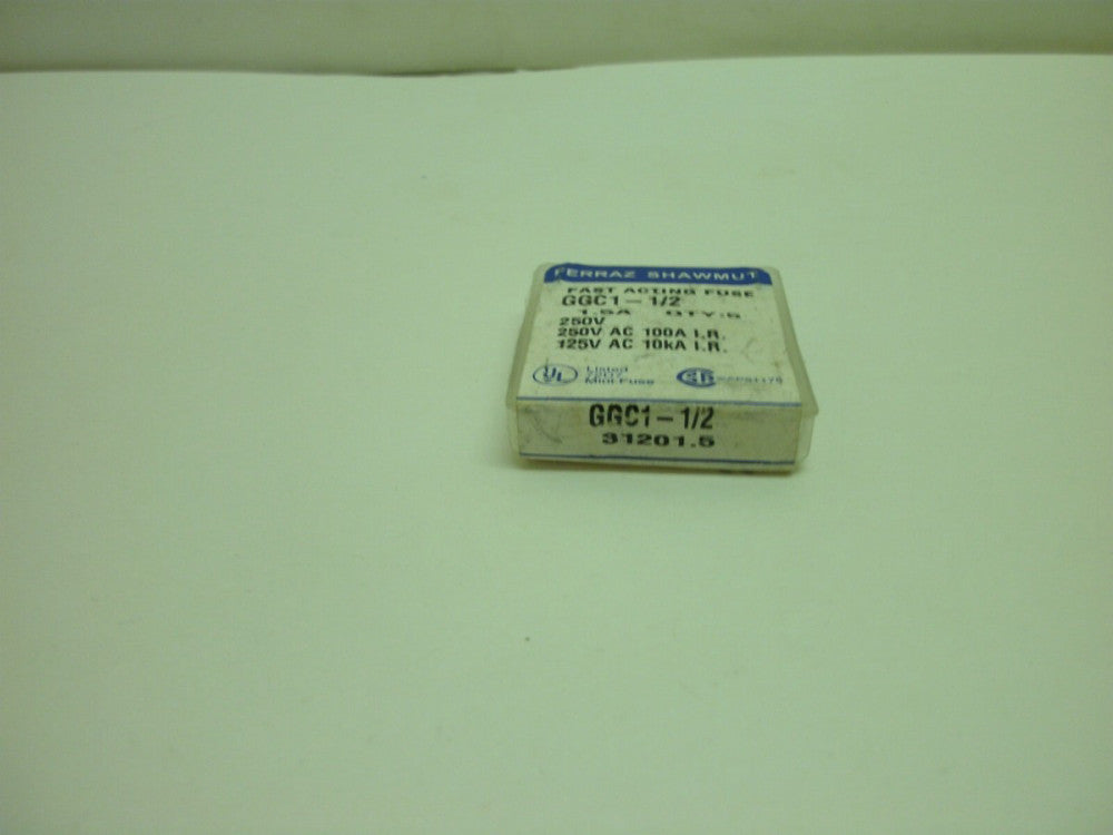FERRAZ SHAWMUT GGC1-1/2 FAST-ACTING FUSE 250 V 1-1/2A 1-(BOX OF 5) NEW IN BOX