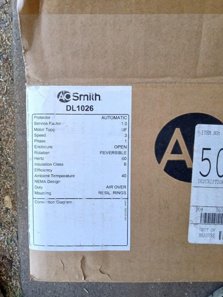 New A.O Smith DL1036 Motor 1/3 HP 1075 RPM 3 SPD  115V 1864 4KA34 F48H16A01