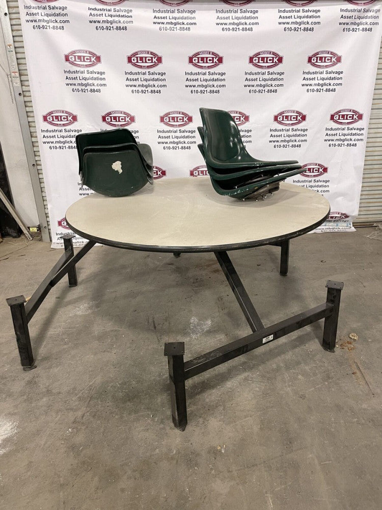 Plymold 60” Indoor Round Picnic/Lunch/Cafeteria Table ; 6 Seats