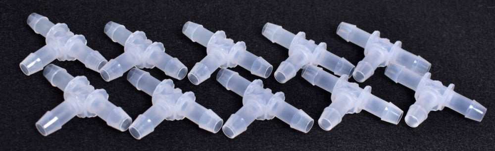 10 Count Nordson Medical Tee Tube Fittings w/ 600 Series Barbs 3/8" ID T670-6005