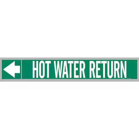 Brady 109252 Pipe Marker,Hot Wtr Return,Wht Leg.,1Inh