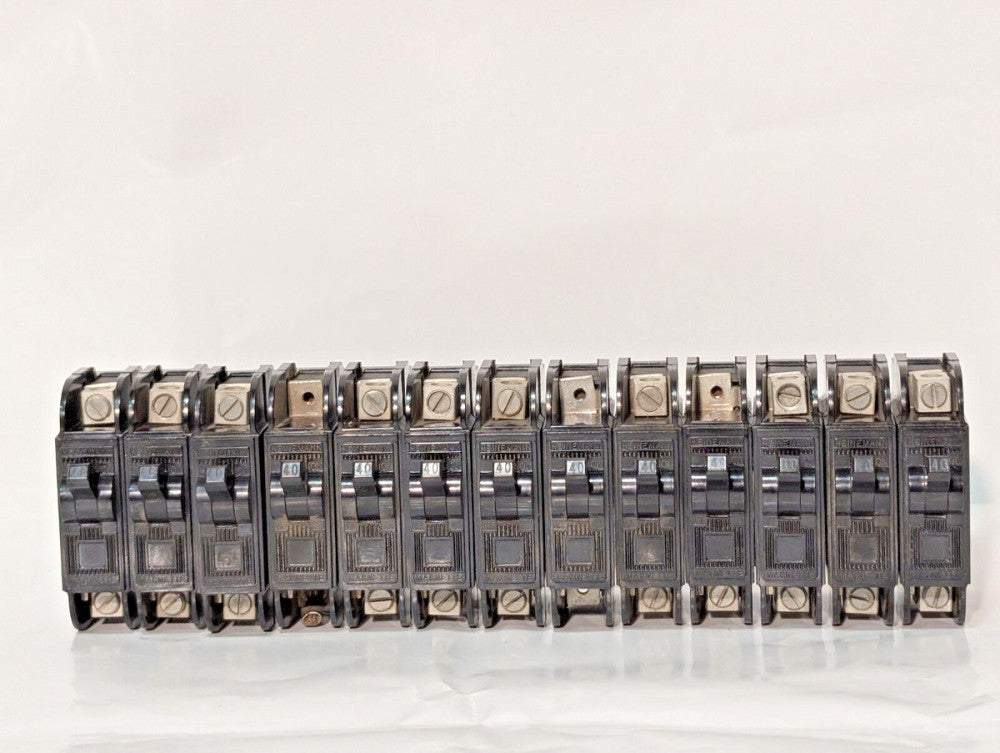 Lot of 13: Heinemann JG-26 Circuit Breakers,1-Pole, 120VAC, 40A, Made in USA