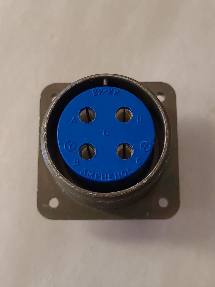 NOS Amphenol 97-22-22 97-22-22SR Square Flange Straight Connector 4 Pin
