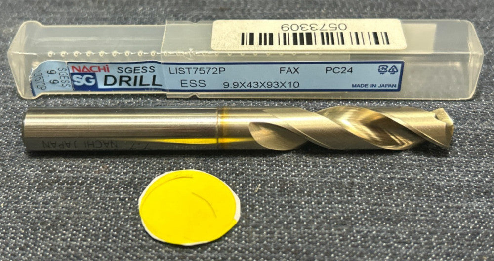 NACHI SGESS  2 FLUTE  DRILL BIT L7572P   9.9 X 43 X 93 X 10