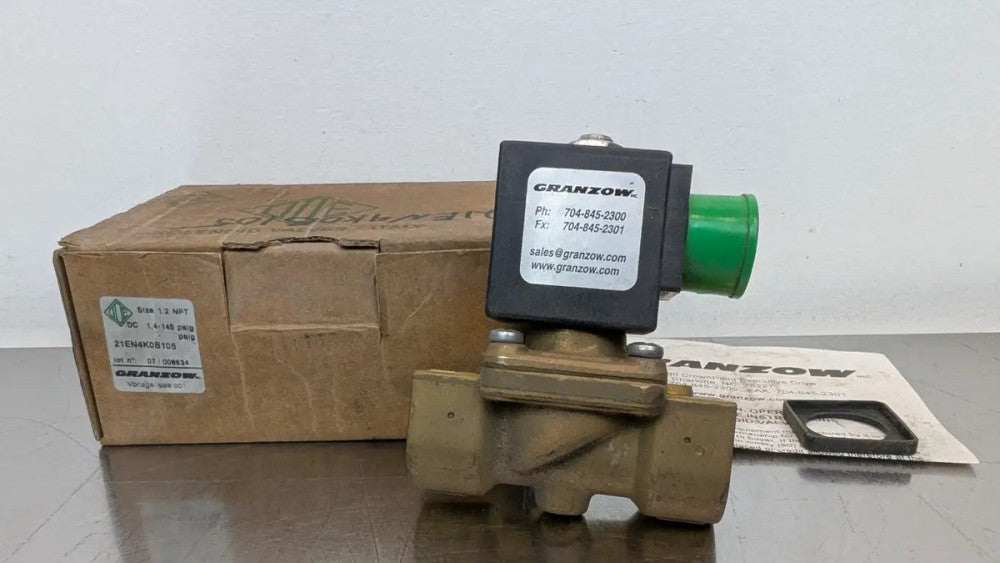 Granzow 21EN4K0B105 Solenoid Valve 1/2" NPT 2-150 PSIG 24VDC