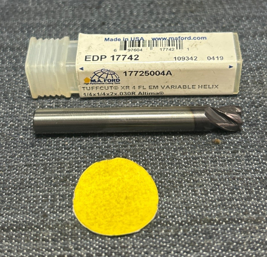 MA FORD 4 FLUTE END MILL 17725004A  1/4 X 1/4 X 2 X .30R