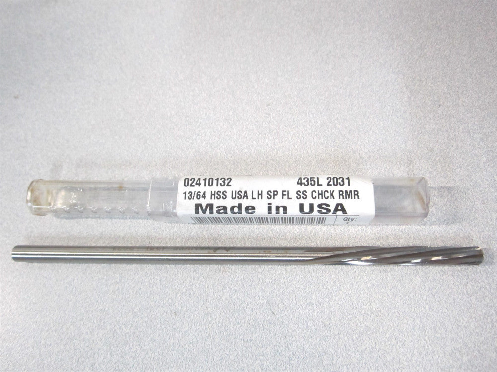 (435L-0.2031) 13/64" x 1-1/4" x 5" OAL High Speed Steel 6Fl LH Chucking Reamer 
