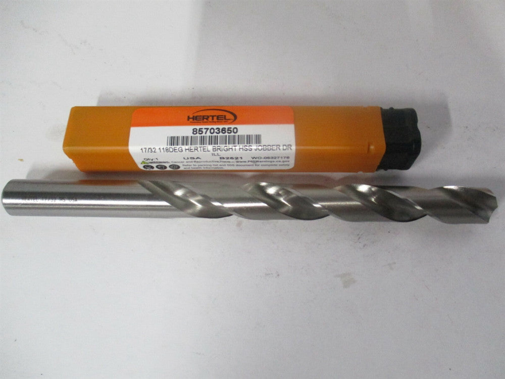 (85703650) 17/32" x 4-13/16" x 6-5/8" OAL 118° High Speed Steel Jobber Drill 