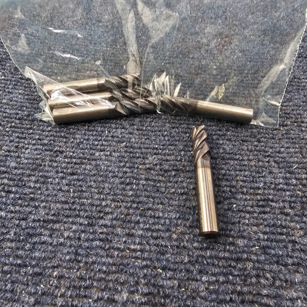 (QTY 5) Garr 27680 3/8" 4 Flute Carbide End Mills .020 Corner Radius VRX ALTIN