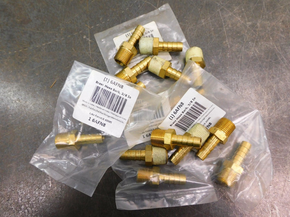 Lot of 15 GRAINGER 6AFN8 Barbed Hose Fitting 3/8 in Hose ID Hose Barb x 3/8" NPT