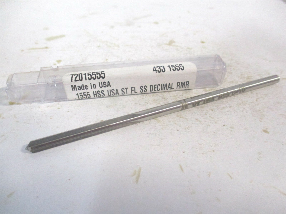 (433-0.1555) 0.1555" x 1" x 4" OAL Straight Shank HSS 4-Flute Chucking Reamer 