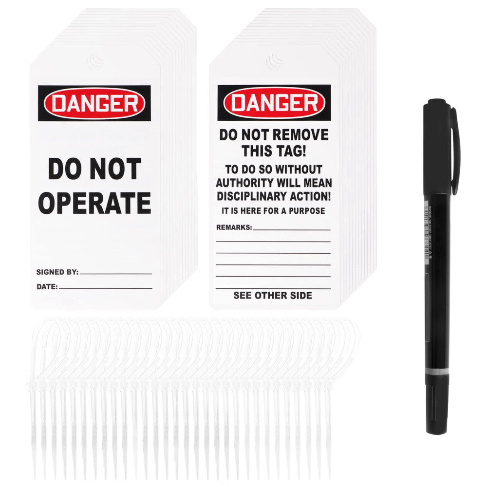 Red Danger Tags, Do Not Operate Tags with 25 Zip Ties, Do Not Remove The Tag ...