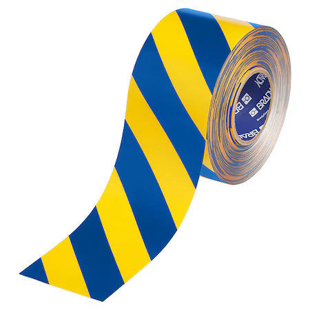 Brady 177053 Floor Marking Tape,Blue/Ylw,4"W,100Ft