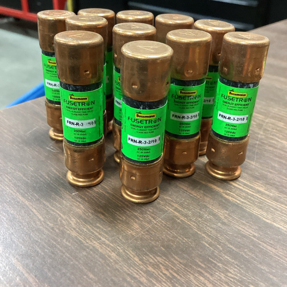 Lot Of 10 Cooper Bussmann FUSETRON FRN-R-3-2/10 AMP FUSE TIME DELAY 250V