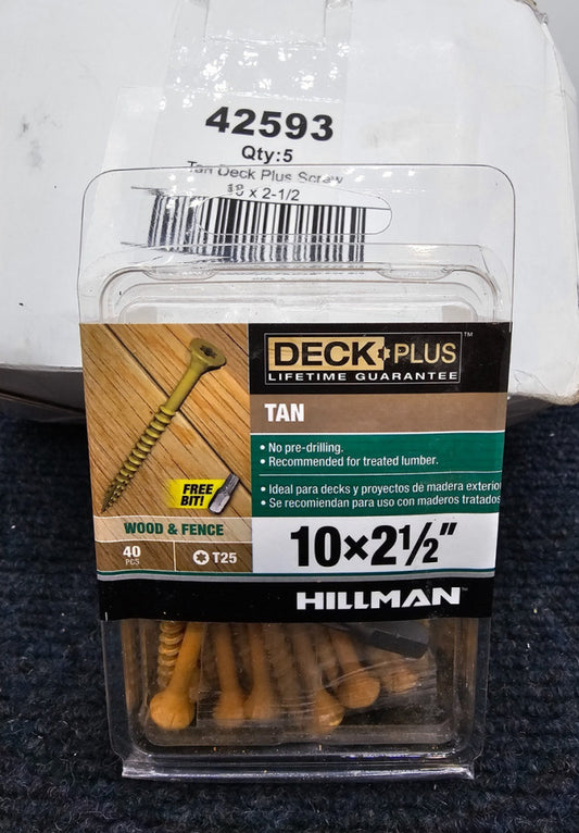(200 PCS) Hillman 42593 Deck Plus Tan Star Drive Flat Head Exterior Deck Screws
