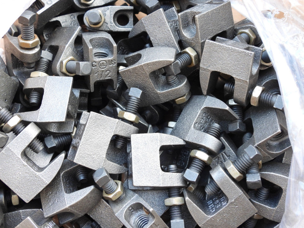(25-Pack) 1/2" Junior Top Beam Clamp, 3/4" Max Flange, Plain, Ductile Iron, Blac