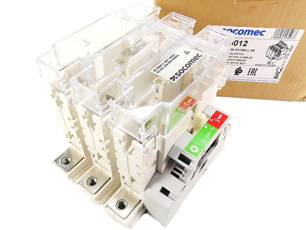 Socomec 36153012 Fuserbloc T00 3X125A L DR 125A Fusible Disconnect Switch NIB