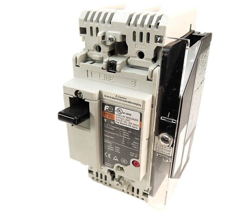 Fuji BW50RAGU-2P003 2 Pole Circuit Breaker 3A w/ BZ6WR10CAU Aux Sw NEW NO BOX