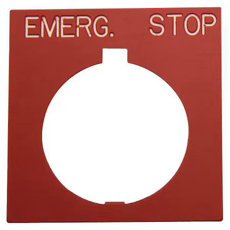 Eaton Ht8sp13 Legend Plate, Square, Emerg.Stop, Black/Red