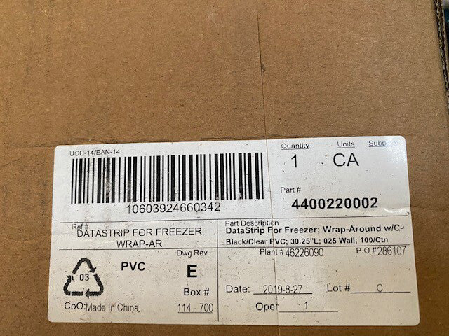 100 Pack Data Strip Label Holder Wrap Around w/C-Channel for Freezer Black/Clear