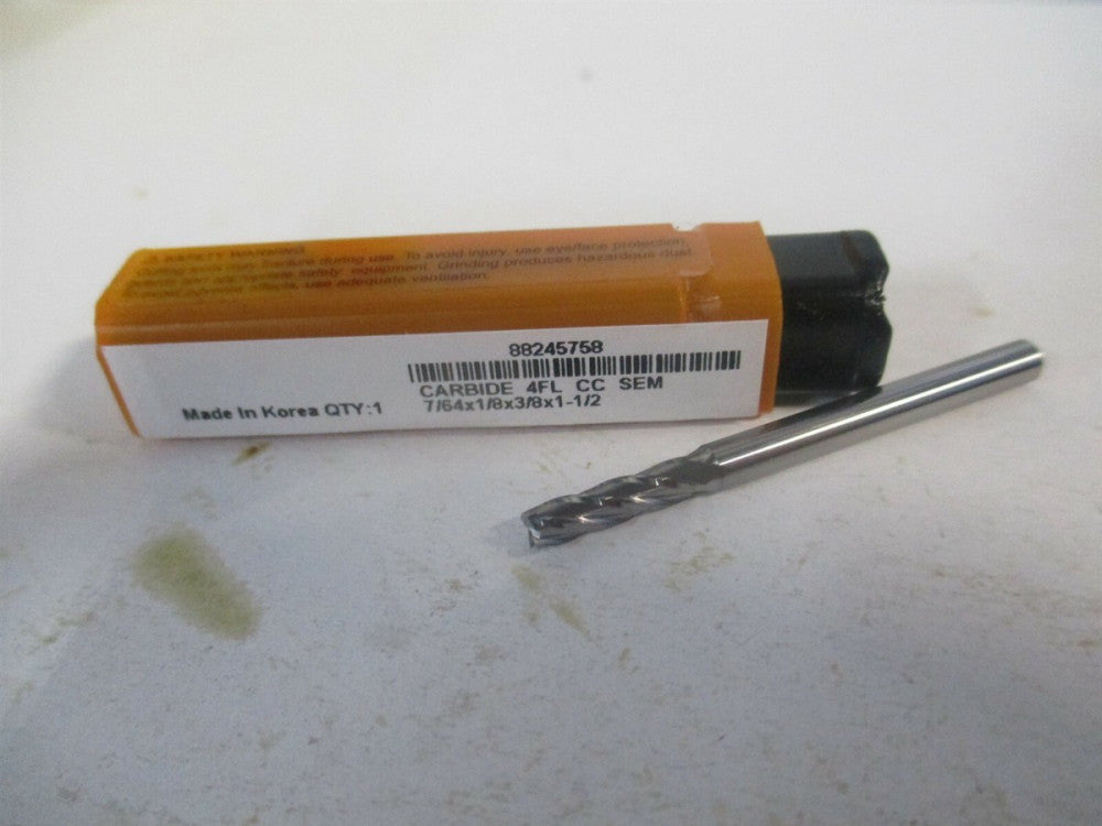 (750152) 7/64" x 3/8" x 1/8" x 1-1/2" OAL Solid Carbide 4 Flute Square End Mill 