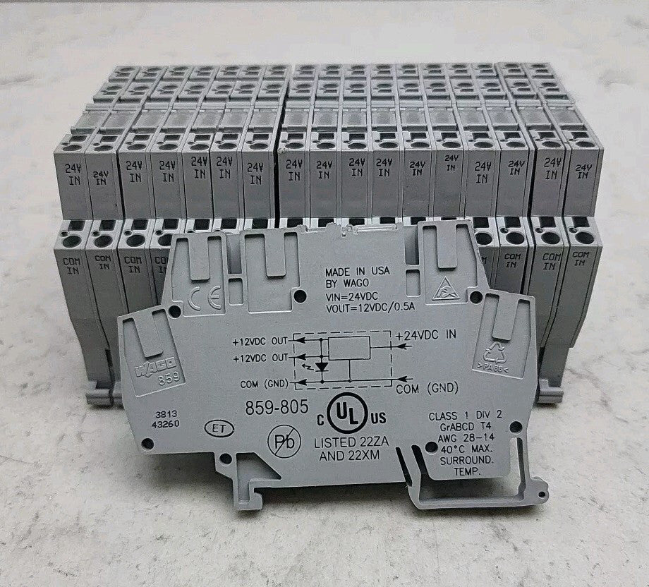18 Pack Wago 859-805 Gray DC/DC Converter Block 24Vdc In 12Vdc Out 0.5A Used