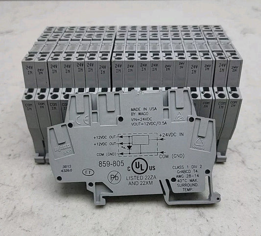 18 Pack Wago 859-805 Gray DC/DC Converter Block 24Vdc In 12Vdc Out 0.5A Used