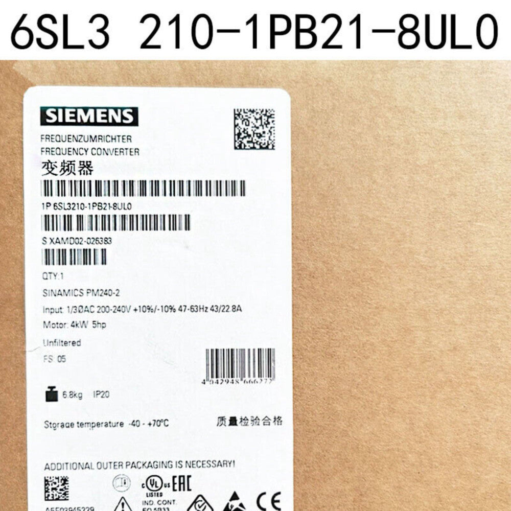 New Siemens 6SL3210-1PB21-8UL0 SINAMICS PM240-2 Unfiltered 6SL3 210-1PB21-8UL0