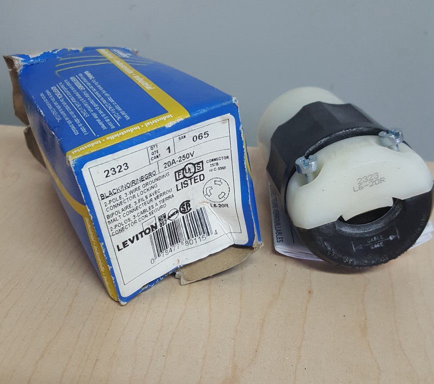 LEVITON 2323  TWIST LOCK  2pole-3wire Black 20A-250V IN BOX