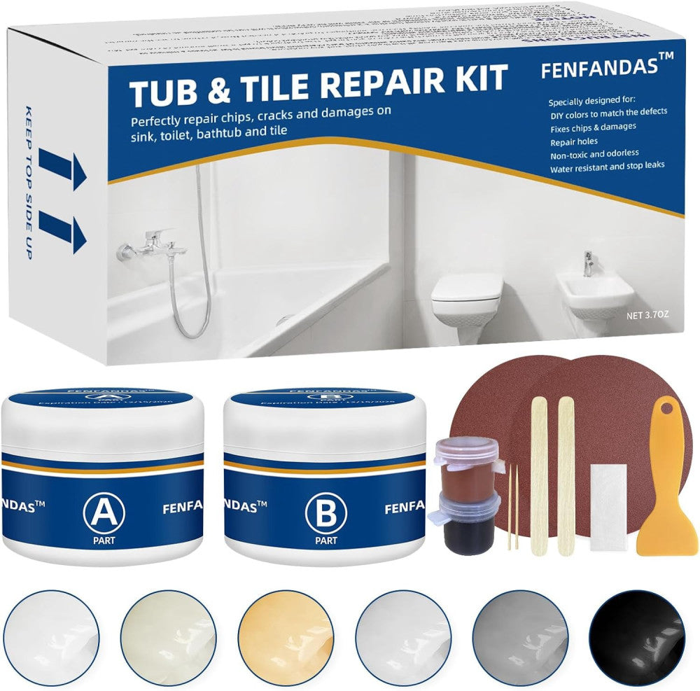 Tub and Fiberglass Shower Repair Kit White, 3.7oz Porcelain Tile White 